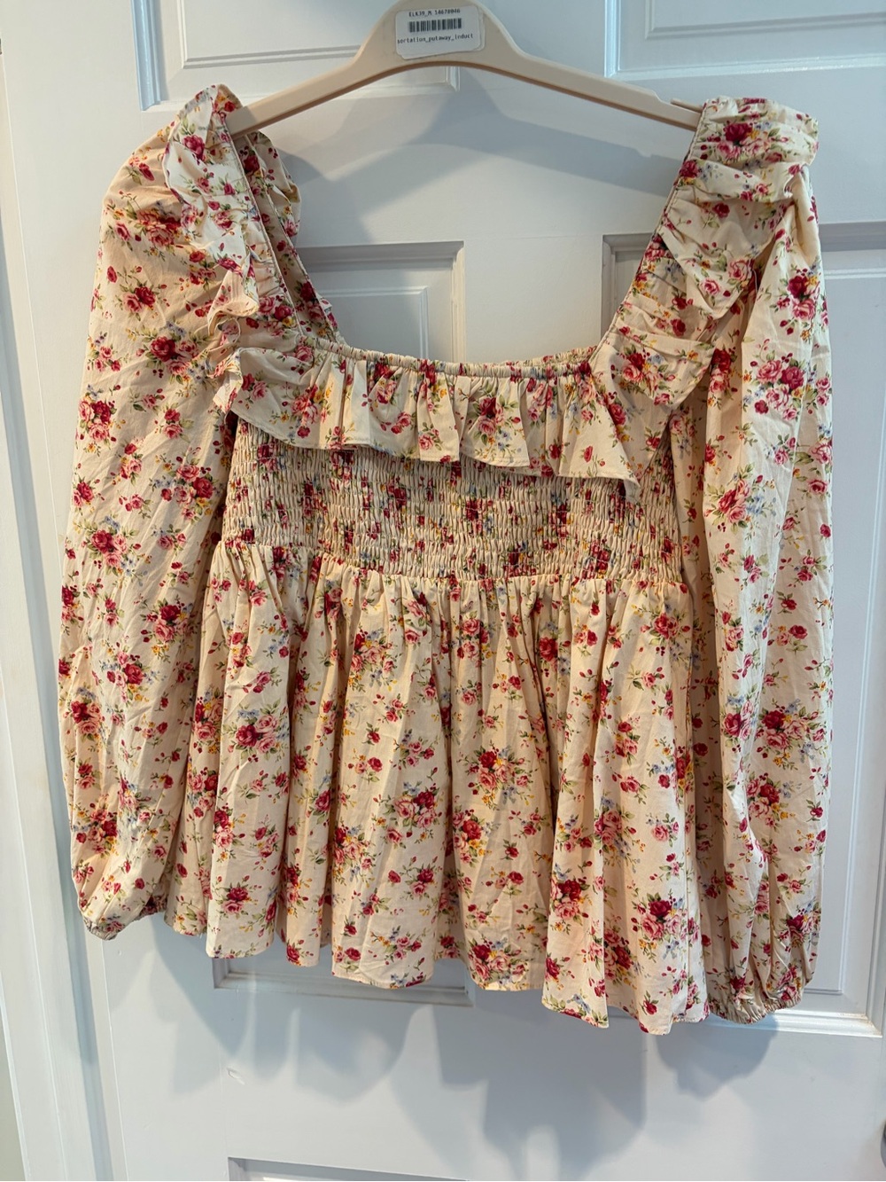 Tuckernuck Hyacinth House Floral Ruffle Smocked Peasant Top